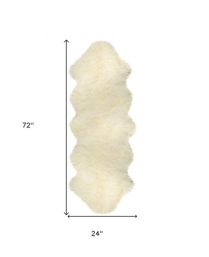 6' Natural Genuine Sheepskin Animal Print Shag Area Rug