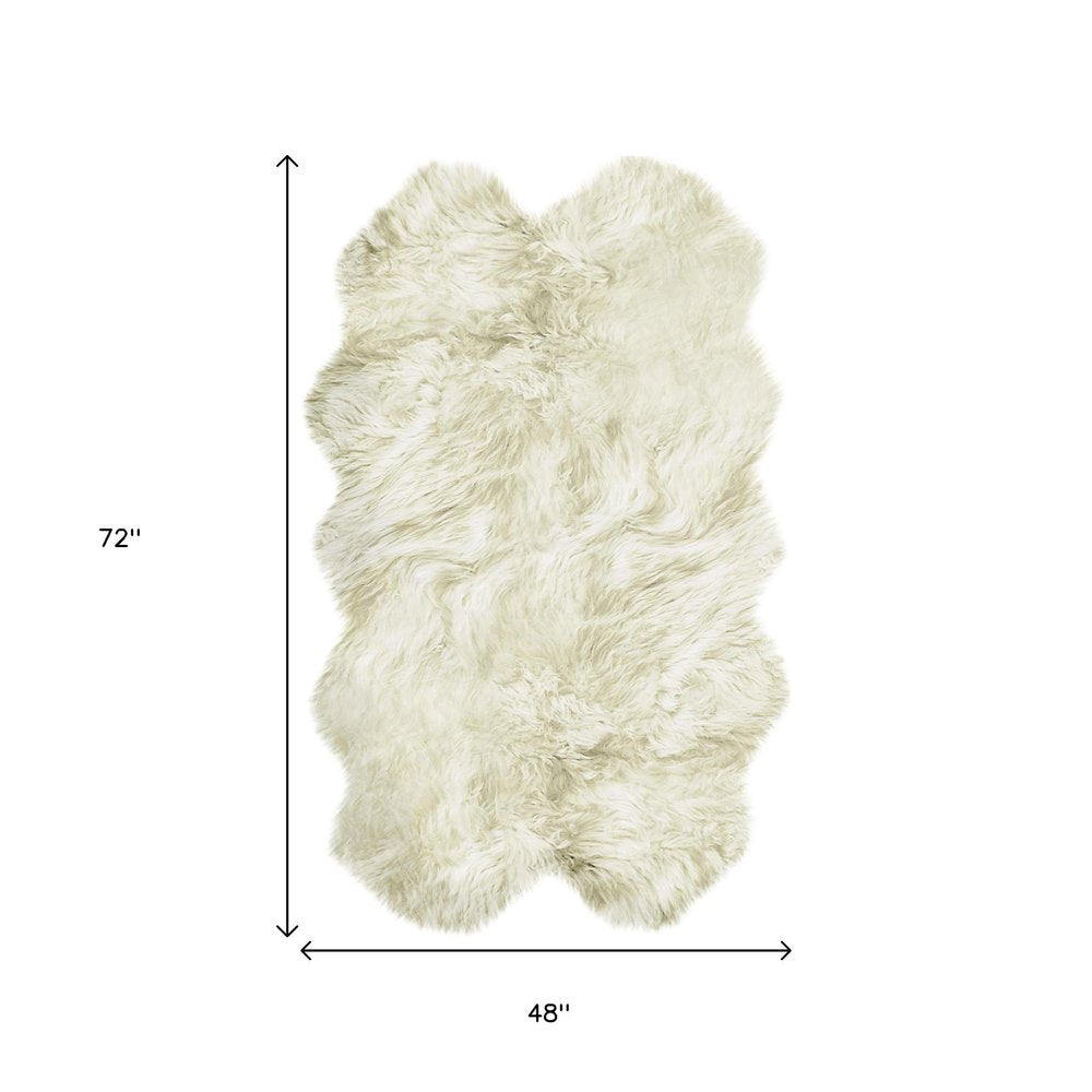 4' X 6' Natural Genuine Sheepskin Handmade Area Rug