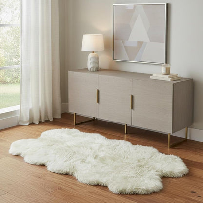 4' X 6' Natural Genuine Sheepskin Handmade Area Rug