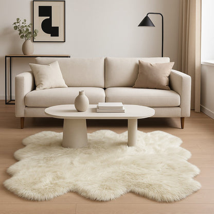 6' X 6' Natural Sheepskin Non Skid Area Rug