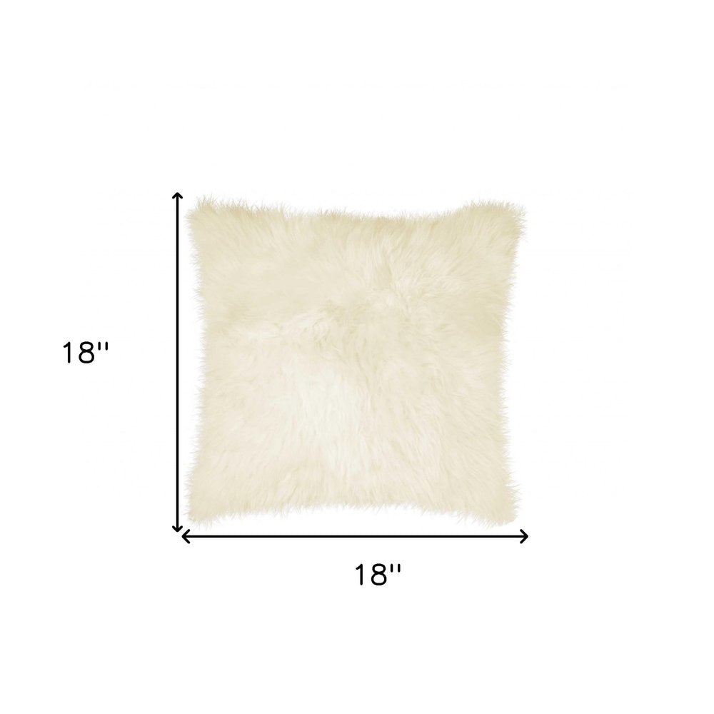 18" Natural Sheepskin Throw Pillow