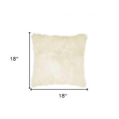 18" Natural Sheepskin Throw Pillow