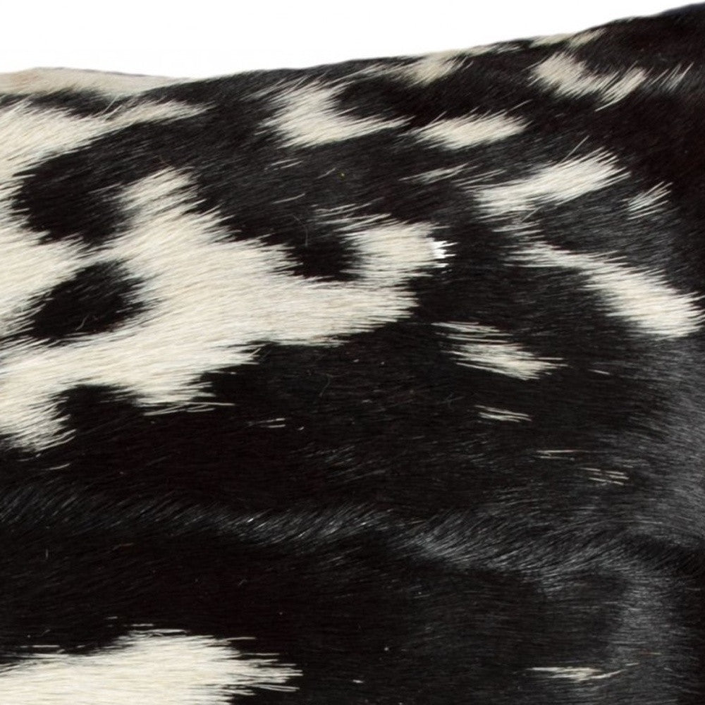 18" Black and White Cowhide Throw Pillow