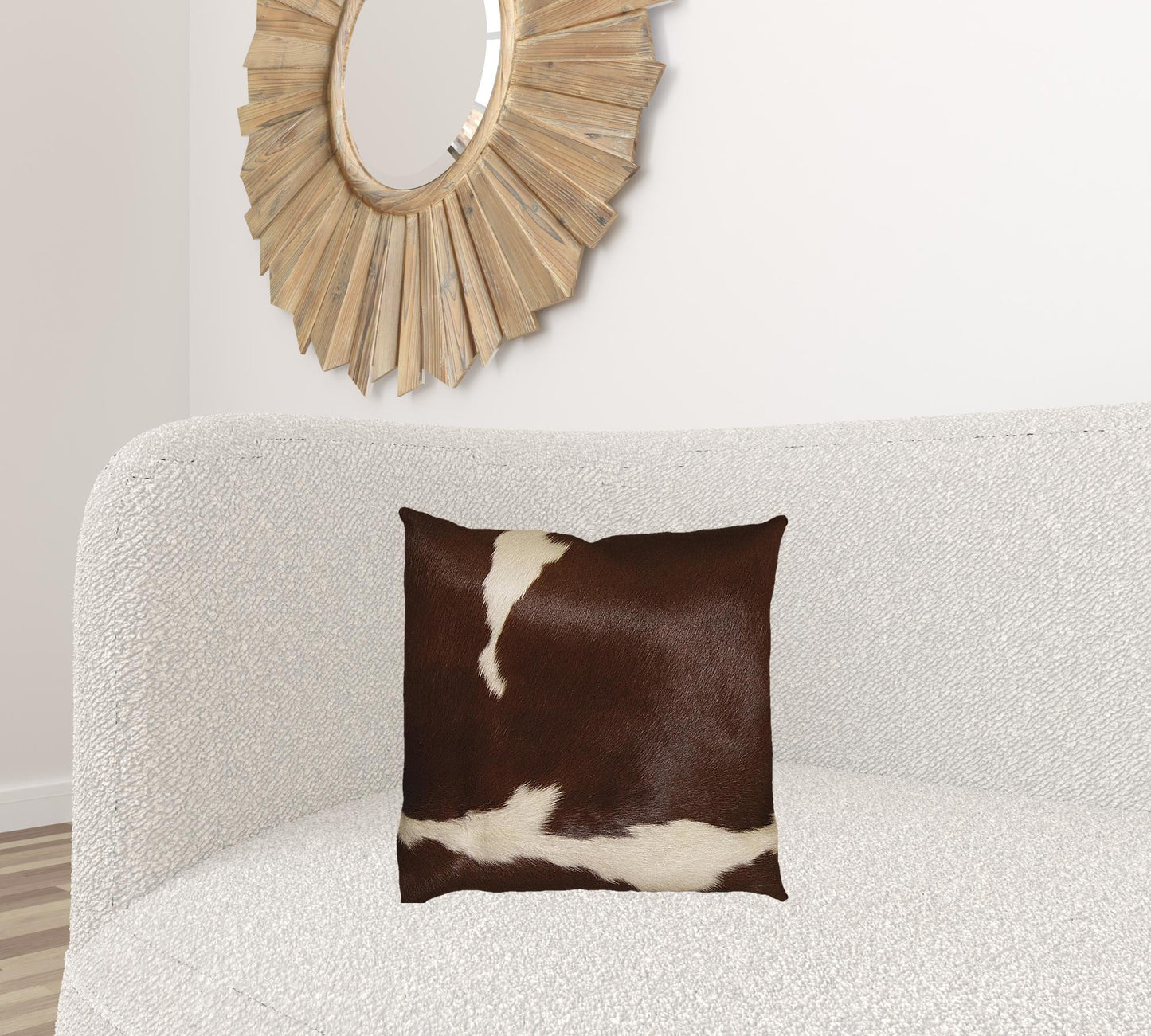 18" Black and White Cowhide Throw Pillow