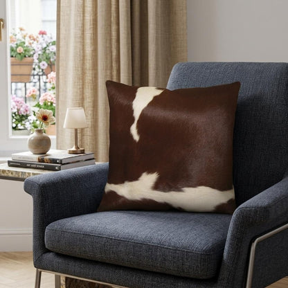 18" Black and White Cowhide Throw Pillow