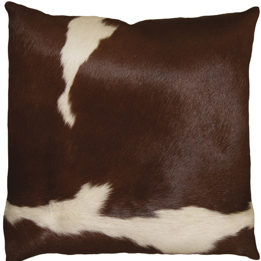 18" Black and White Cowhide Throw Pillow