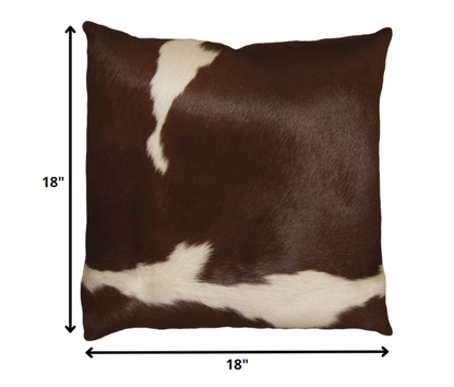 18" Black and White Cowhide Throw Pillow