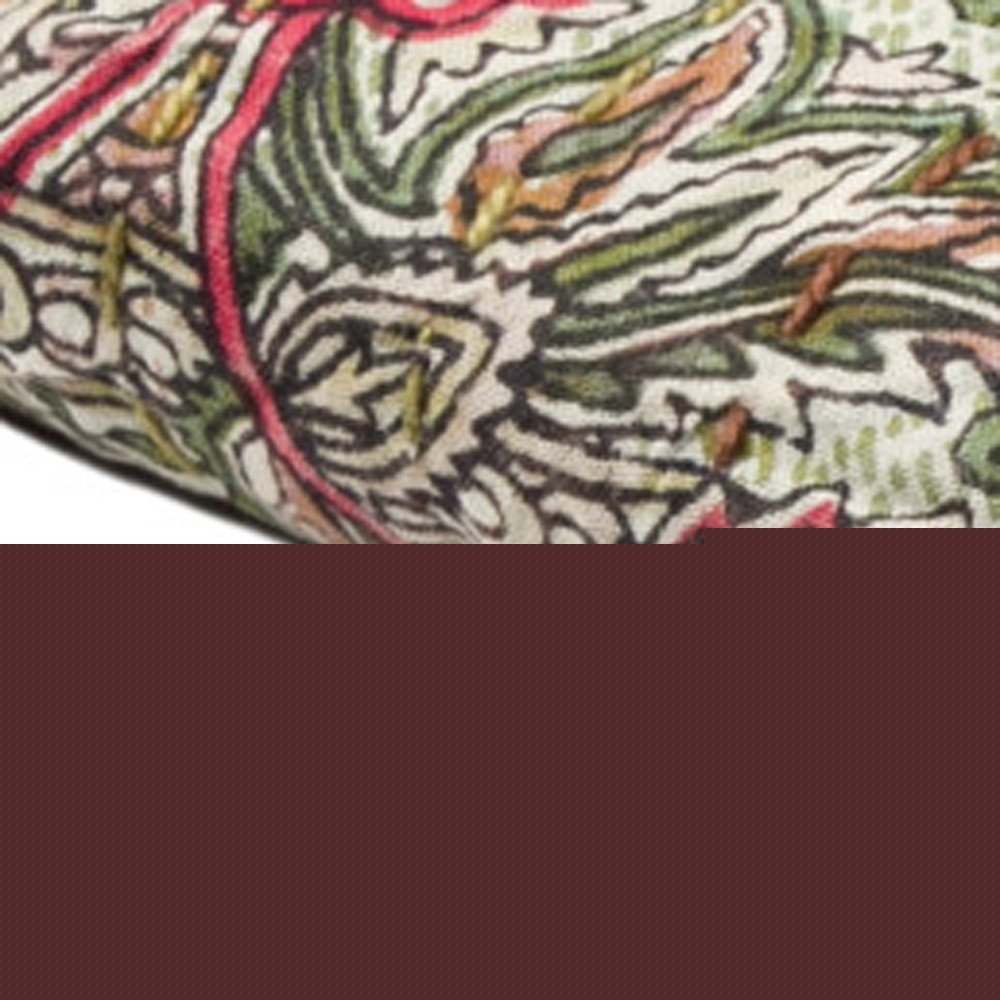 50" X 70" Green and Red Kantha Cotton Damask Throw Blanket with Embroidery