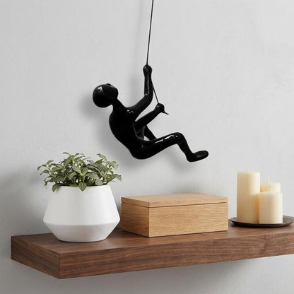 6" X 4" Black Resin Climbing Man Hanging Dimensional Sculpture