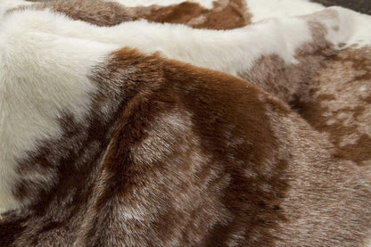 4' X 5' Brown And White Cowhide Print Hand Knotted Area Rug