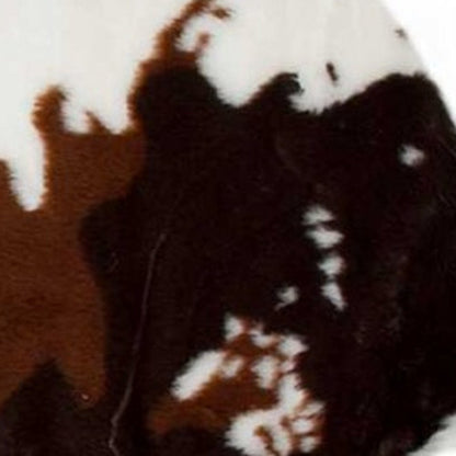 4' X 5' Brown And White Faux Fur Animal Print Washable Area Rug