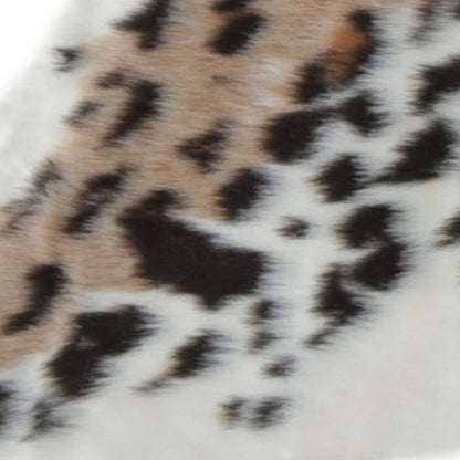 4' X 5' Ivory Black And Brown Faux Fur Animal Print Washable Area Rug