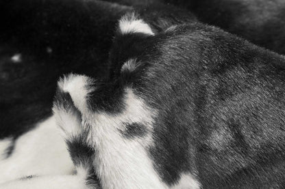 4' X 5' Brown And White Faux Fur Animal Print Washable Area Rug