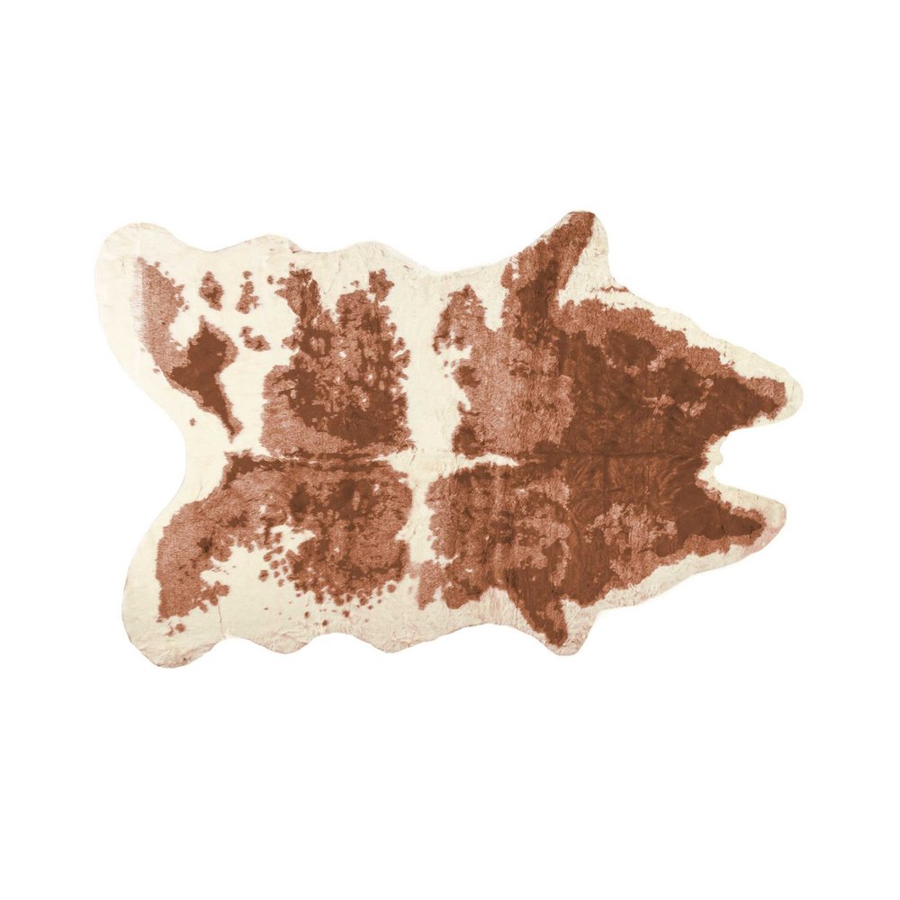 4' X 5' Brown And Ivory Faux Cowhide Animal Print Area Rug