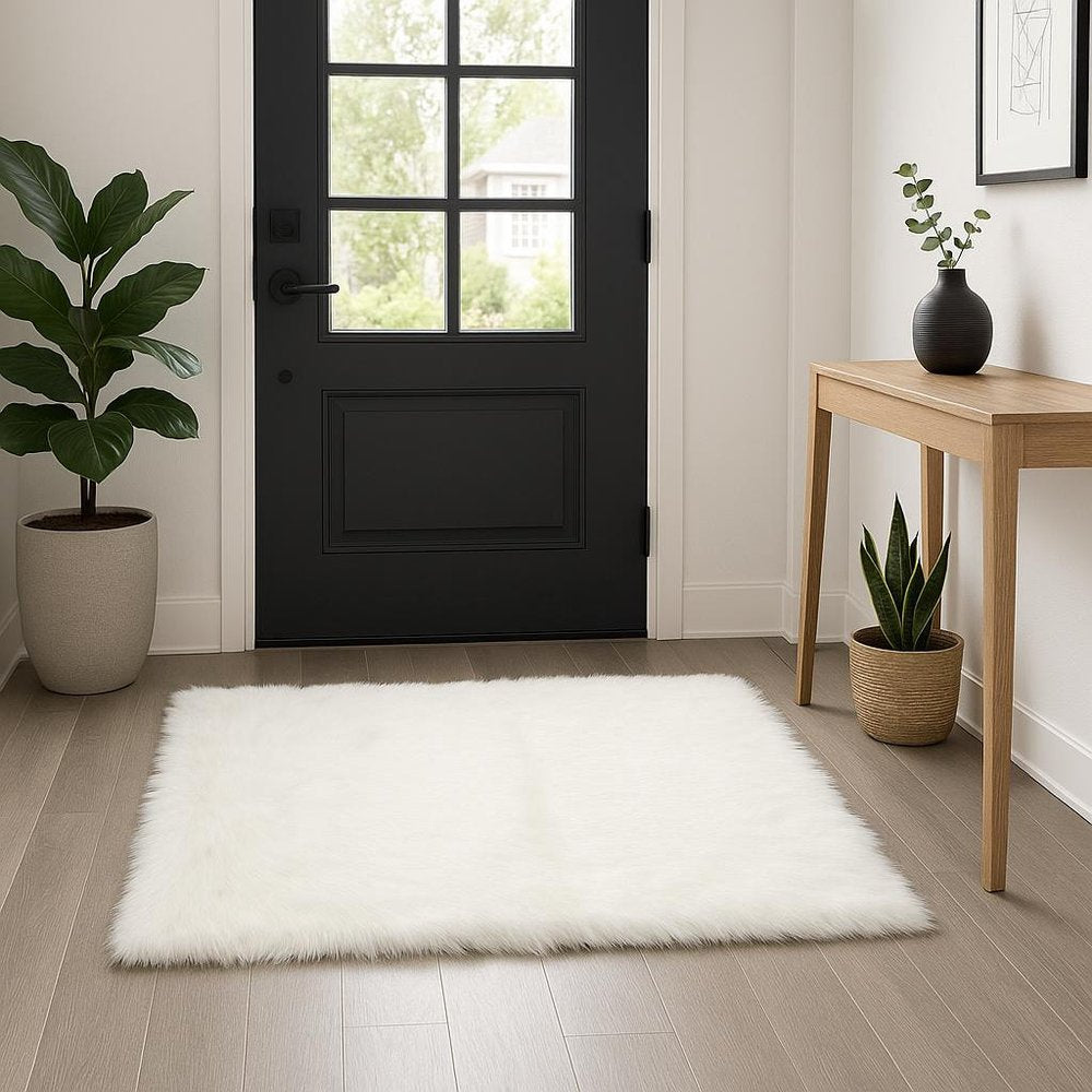 3' X 5' Gray Faux Fur Shag Area Rug