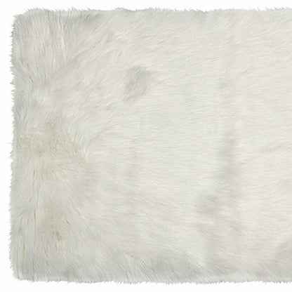 5' X 8' Off White Faux Fur Flokati Area Rug