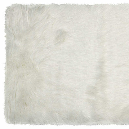 5' X 8' Off White Faux Fur Area Rug