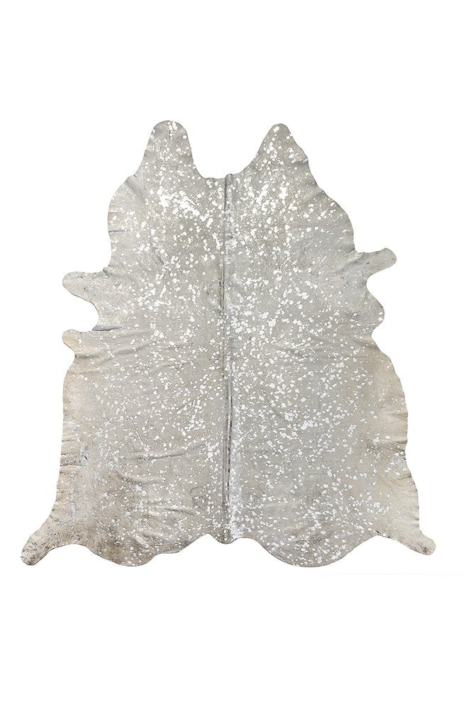 6' X 7' Red And Silver Cowhide Area Rug