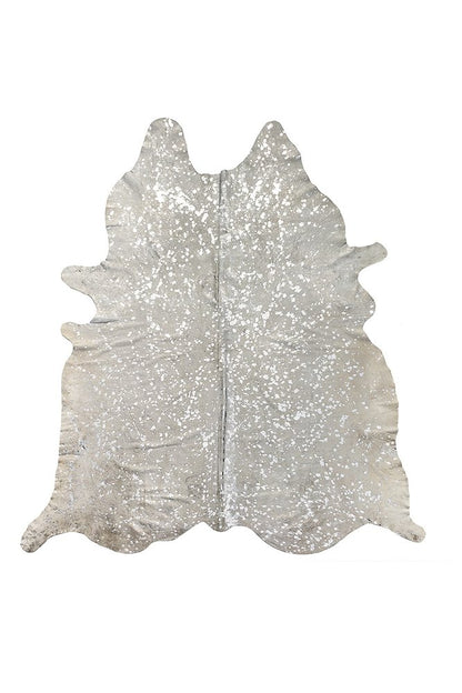 6' X 7' Red And Silver Cowhide Area Rug