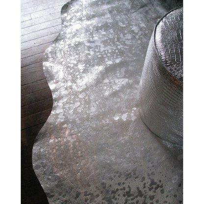 6' X 7' Red And Silver Cowhide Area Rug