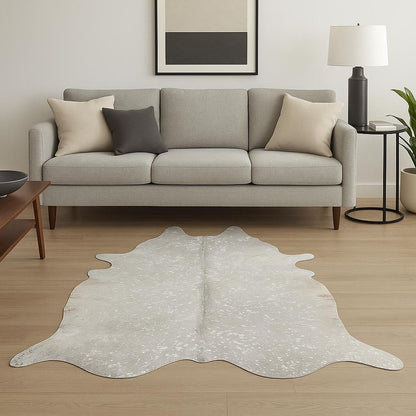 6' X 7' Red And Silver Cowhide Area Rug