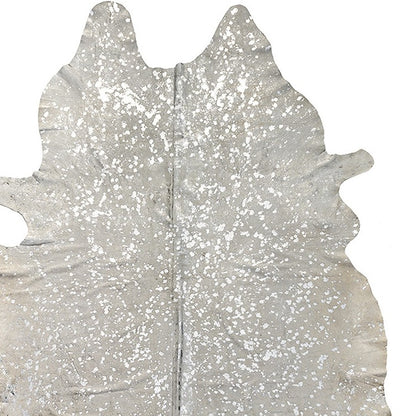 6' X 7' Black And Silver Cowhide Animal Print Area Rug