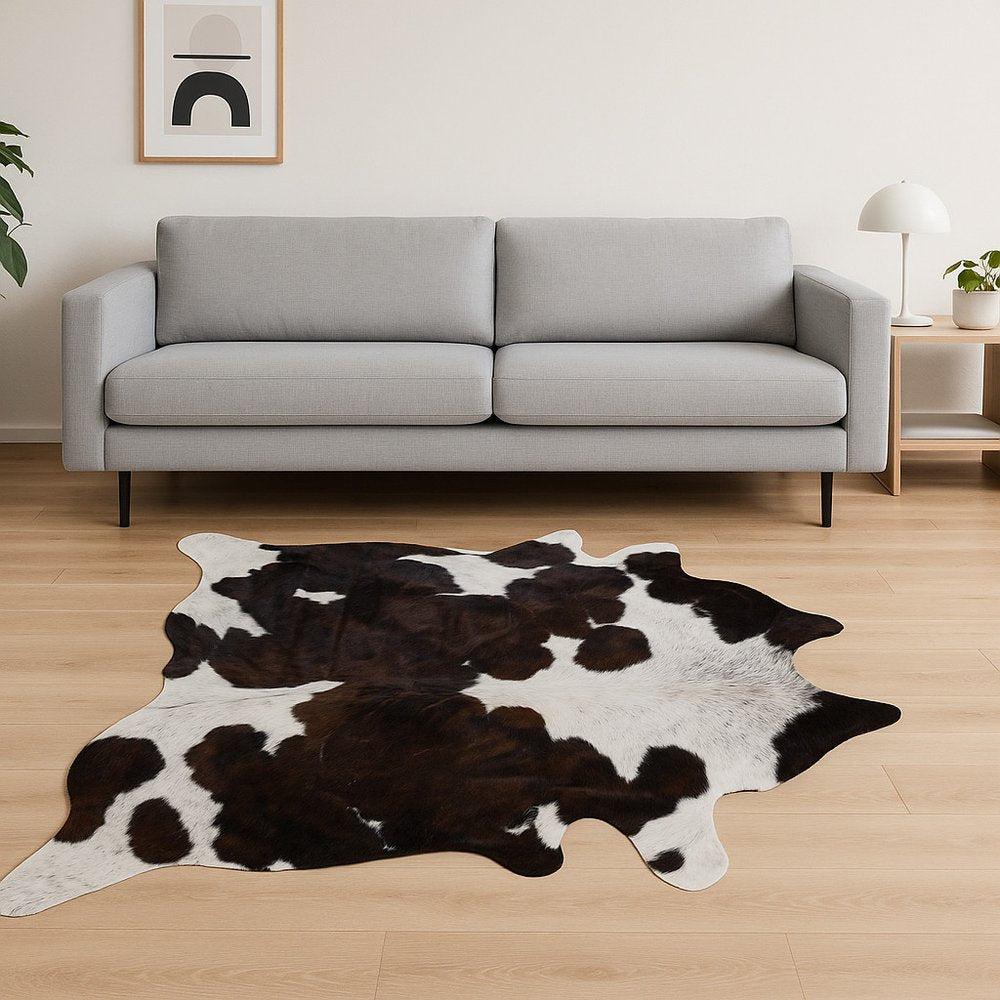 6' X 7' Brown And Black Cowhide Cowhide Print Area Rug