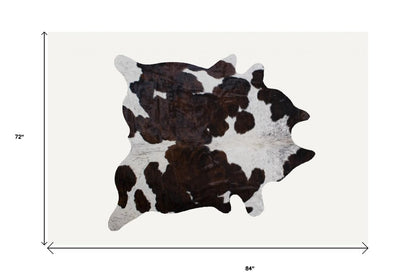 6' X 7' Brown And Black Cowhide Cowhide Print Area Rug