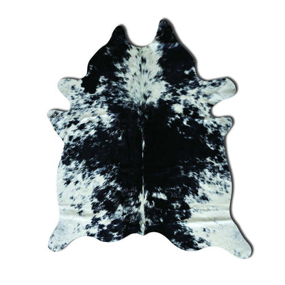 6' X 7' Black And White Cowhide Animal Print Handmade Area Rug