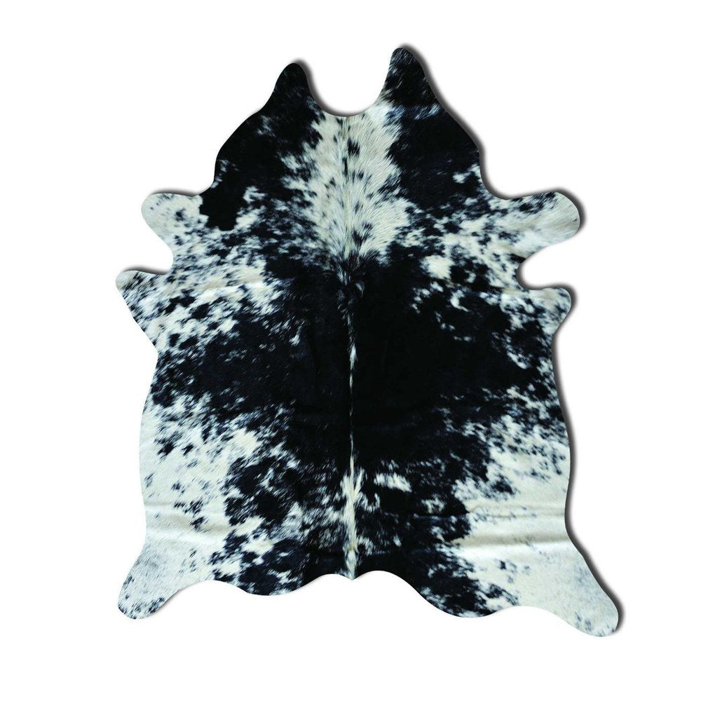 6' X 7' Black And White Cowhide Animal Print Handmade Area Rug