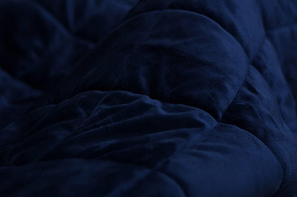60" X 80" Navy Blue Fleece And Microfiber Quilted Plush Throw Blanket