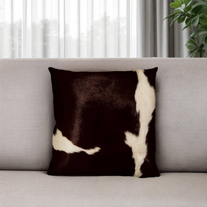 18" Black Cowhide Throw Pillow