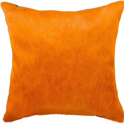 18" White And Black Cowhide Throw Pillow