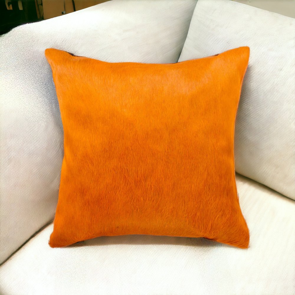 18" White And Black Cowhide Throw Pillow