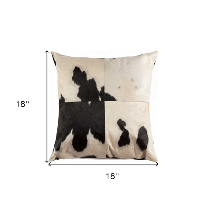 18" Black Cowhide Throw Pillow