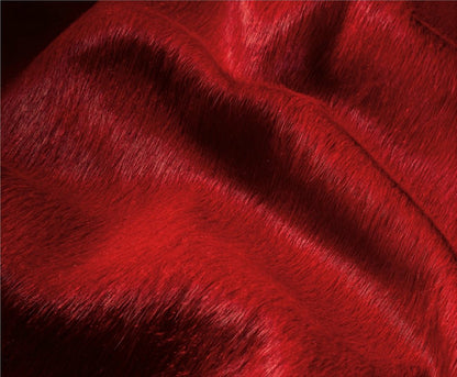 6' X 7' Red Cowhide Area Rug