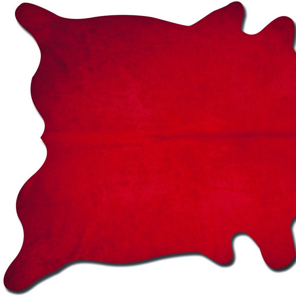 6' X 7' Red Cowhide Area Rug
