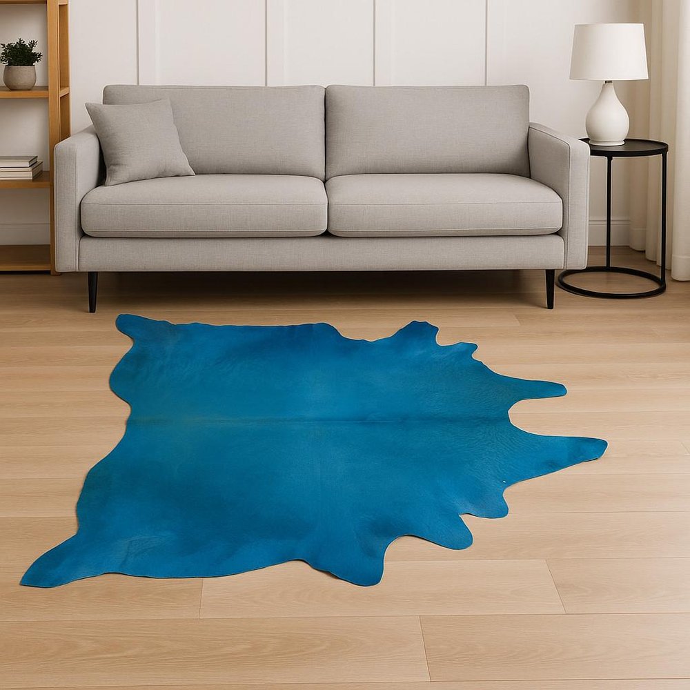 6' X 7' Red Cowhide Area Rug