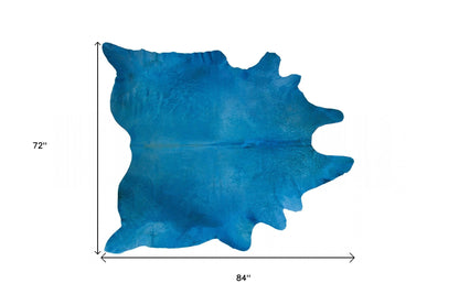 6' X 7' Navy Blue Cowhide Cowhide Area Rug