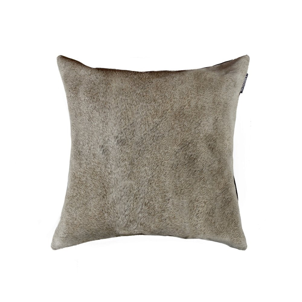 18" Gray Cowhide Throw Pillow