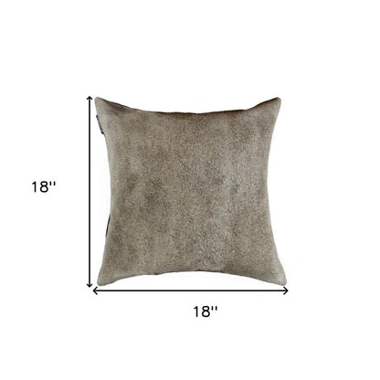 18" Gray Cowhide Throw Pillow