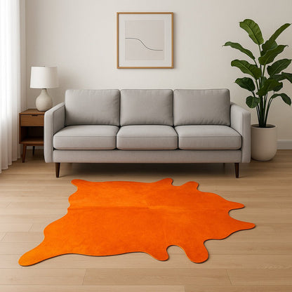 6' X 7' Red Cowhide Area Rug