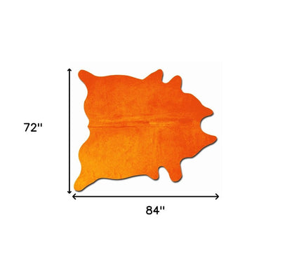 6' X 7' Red Cowhide Area Rug