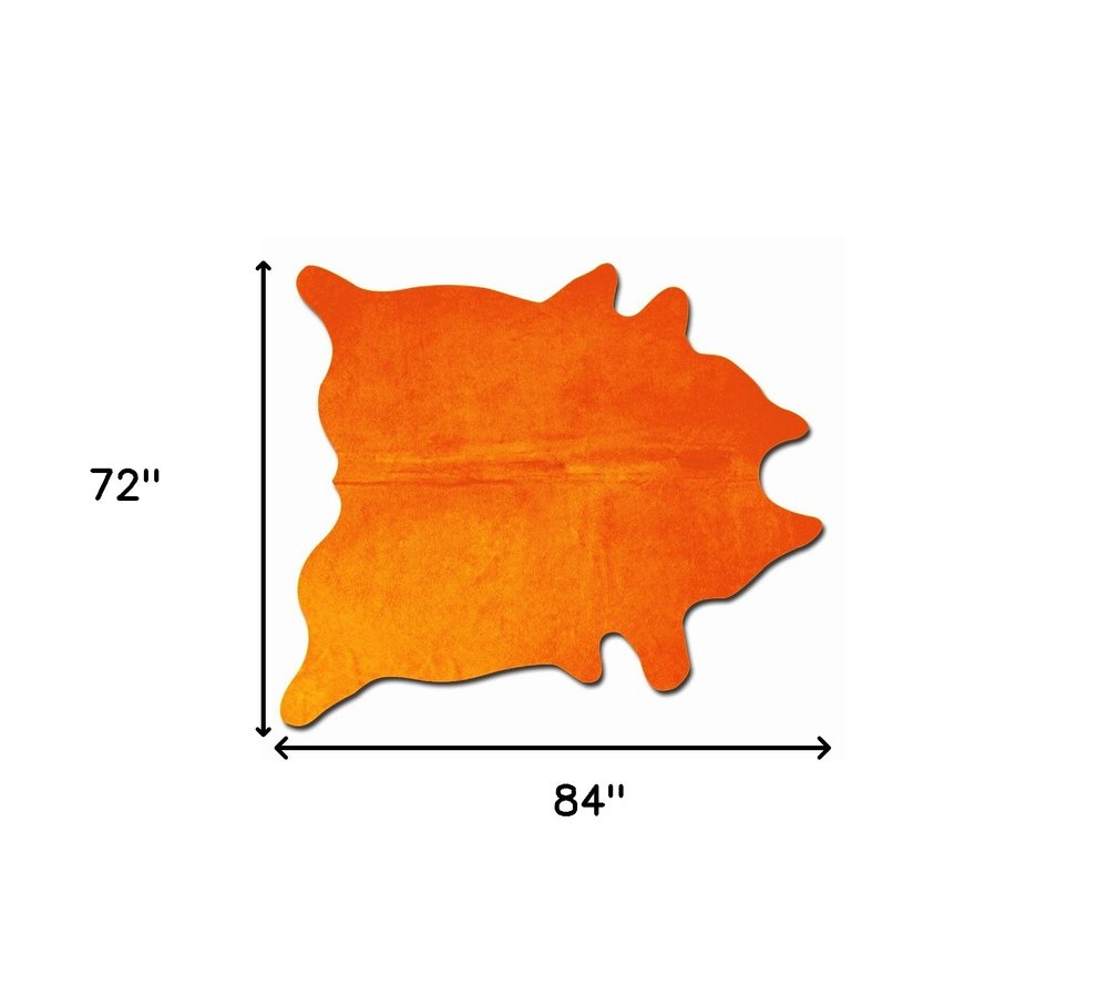 6' X 7' Red Cowhide Area Rug