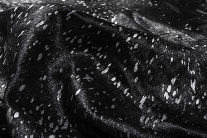 6' X 7' Black And Silver Cowhide Animal Print Area Rug