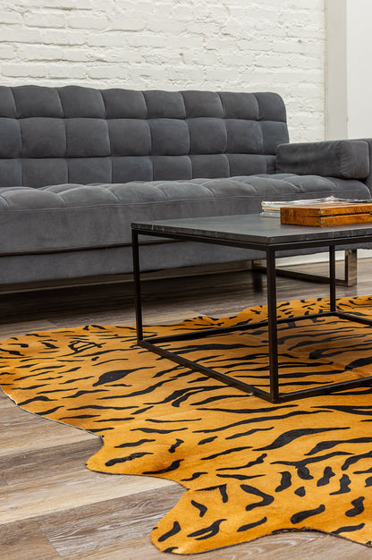 72" X 84" Tiger Chocolate On Natural Cowhide - Rug