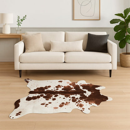 6' X 7' White Cowhide Cowhide Print Area Rug