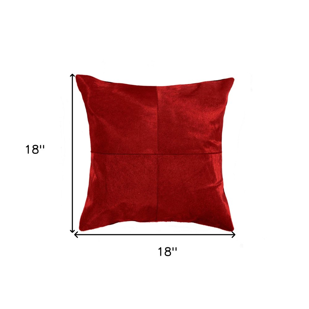 18" Black and White Cowhide Throw Pillow