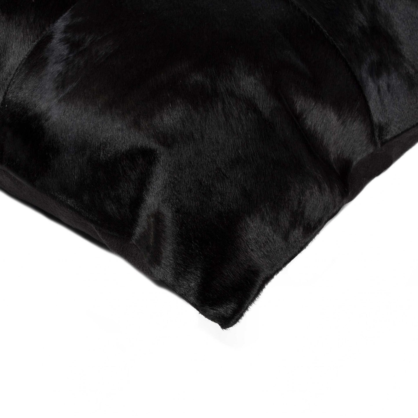 18" Black Cowhide Throw Pillow