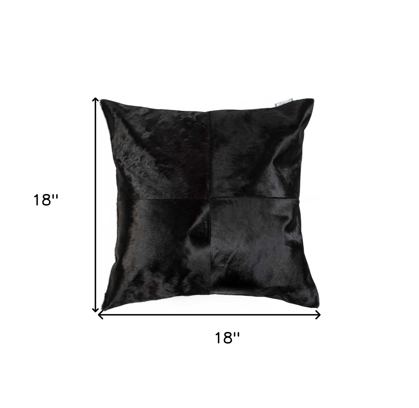 18" Black Cowhide Throw Pillow